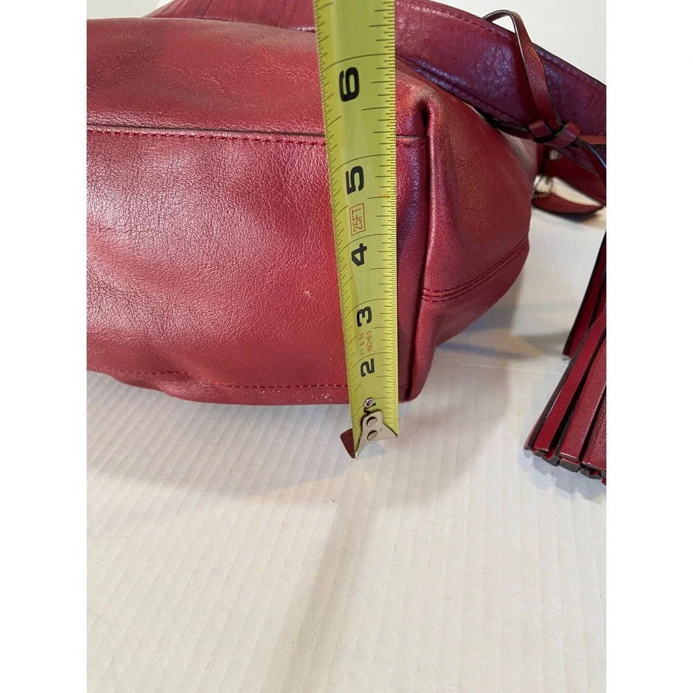 COACH New York Red Leather Shoulder Bag with Tassel‎ Accent